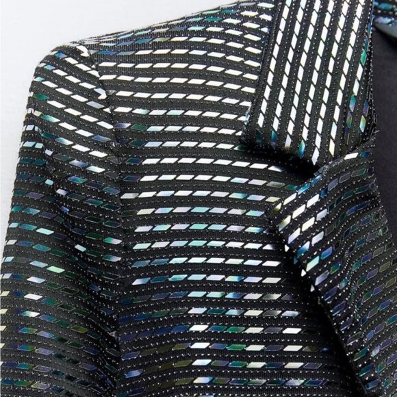 ZARA ZW COLLECTION WOMAN MIRRORED BLAZER MINI DRESS IRIDESCENT Size XS - Picture 8 of 16